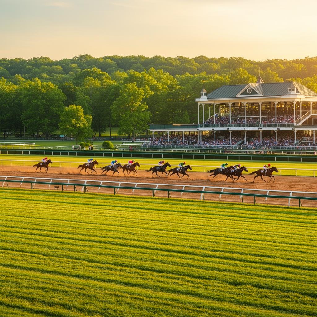 Saratoga Springs horse racing track in summer